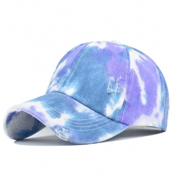 Newest Adjustable Tie Dyed Baseball Cap Cross Ponytail Hat