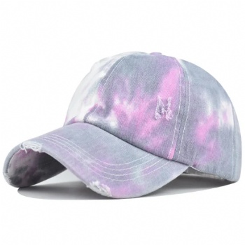  Newest Adjustable Tie Dyed Baseball Cap Cross Ponytail Hat	