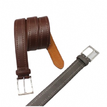 Genuine Leather Men′s Belt with Zinc Pin Buckle