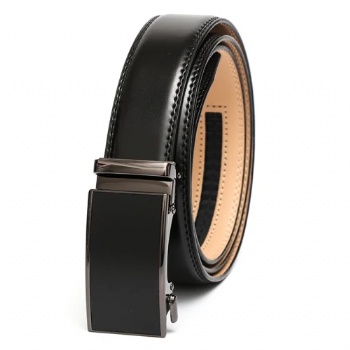 Classic Leather Male Black Smooth Cowhide Leather Ratchet Belts