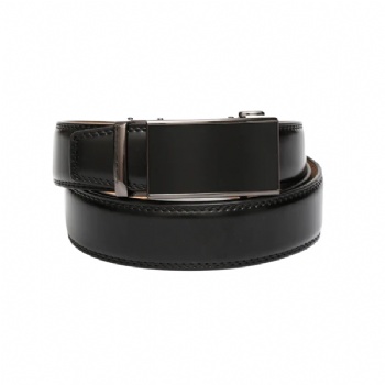  Classic Leather Male Black Smooth Cowhide Leather Ratchet Belts	