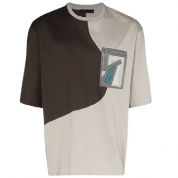  Geometric Zipper Patch Pocket 100% Cotton T-Shirt	