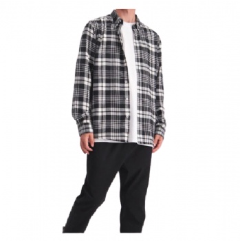  Long Sleeve Custom Check Branded Men Flannel Solid Shirts	