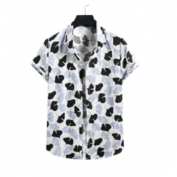 Maple Leaves Design on Men′s Short Sleeve Shirts Summer Hawaiian Style Shirts