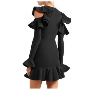  New Arrival Customized Design Legion Ruffled Stretch Knit Mini Dresses	