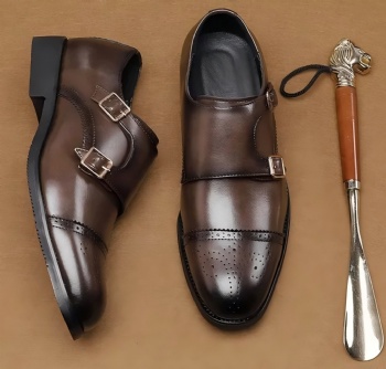 Buckle Strap Fashion Style Men′s Business Dress Shoes Italian Genuine Leather Shoes Oxfords