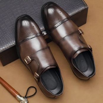  Buckle Strap Fashion Style Men′s Business Dress Shoes Italian Genuine Leather Shoes Oxfords	