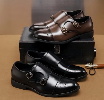  Buckle Strap Fashion Style Men′s Business Dress Shoes Italian Genuine Leather Shoes Oxfords	