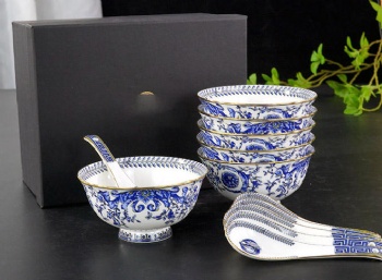 Elegant & Refined Measuring Bone China Cutlery Tableware Ceramic Cpoon Dinnerware Sets Bowls and Plates