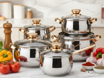 304 Stainless Steel Eco-Friendly 12-Piece Multifunctional Kitchenware Set Minimalist Design Home Cooking Dishwasher Oven Safe